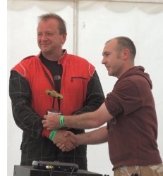 Receiving our first trophy from Andy Ash at Dalby 2011